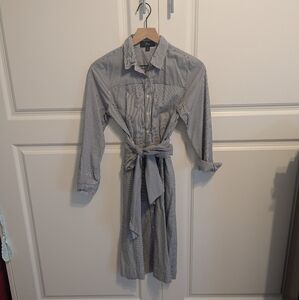 J. Crew Navy Striped Long Sleeve Dress